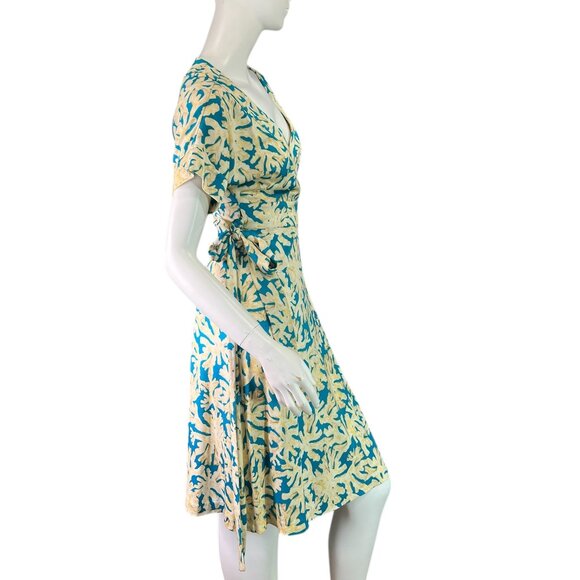 Diane Von Furstenberg TOBY Silk Jersey Wrap Dress Turquoise Barrier Reef Size 4 - Picture 6 of 8